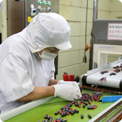 An employee performing quality checks in a hygienically managed environment