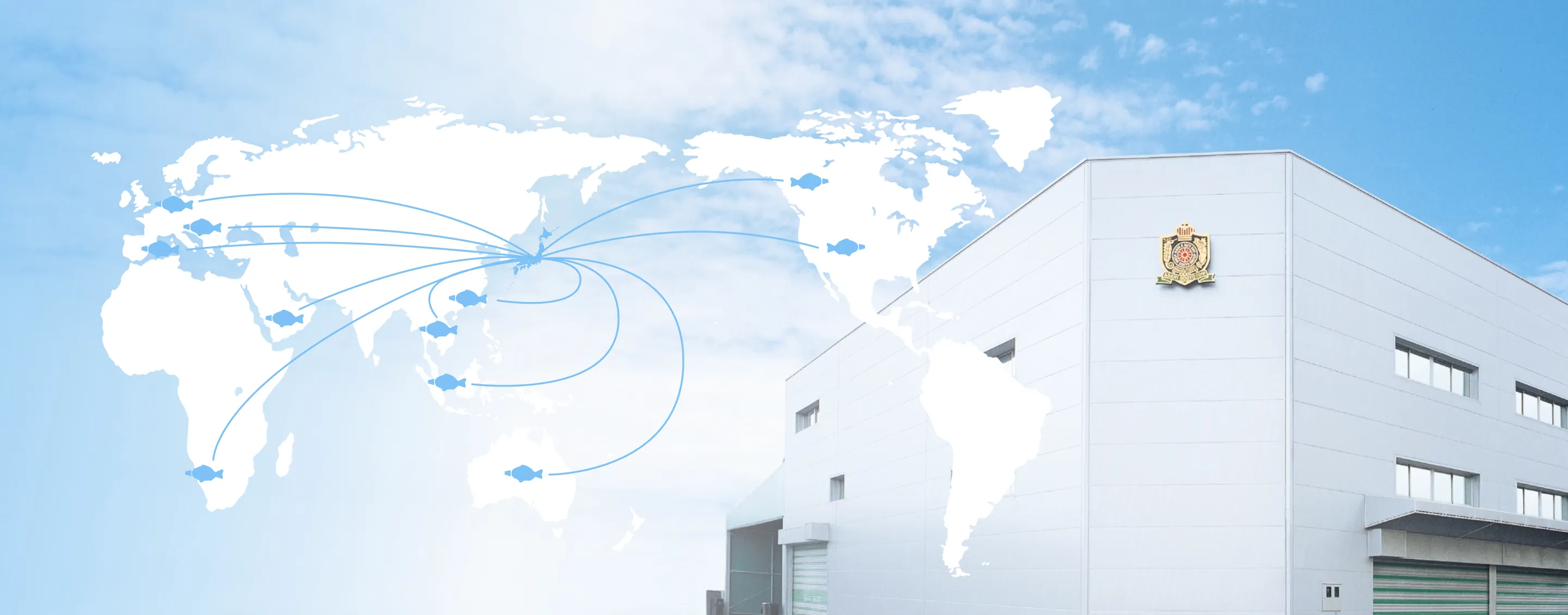 ASAHI SOGYO's global export network shown on a world map
