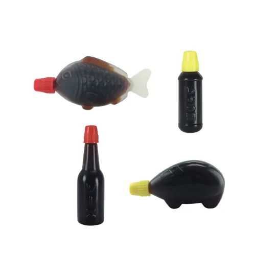 Fish-shaped soy sauce packets Luncharm in a range of sizes and designs