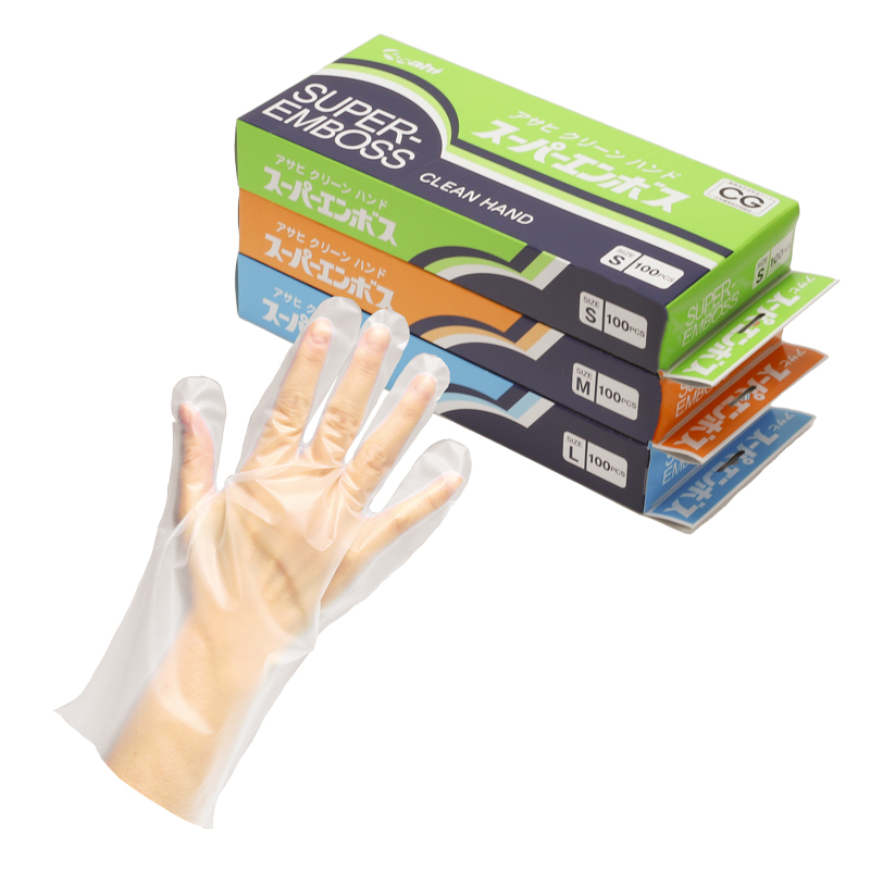 Disposable food-handling gloves / Super Emboss (Boxed) S, M, L / Natural